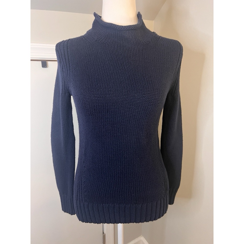 Vintage J Crew Always Oarsman Sweater XXS Roll Neck Pullover Navy 90's Y2K Blue